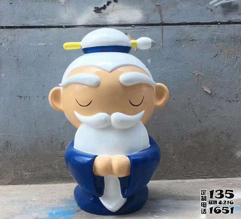 商業(yè)街?jǐn)[放玻璃鋼卡通老人公仔雕塑 商業(yè)街?jǐn)[放玻璃鋼卡通老人公仔雕塑