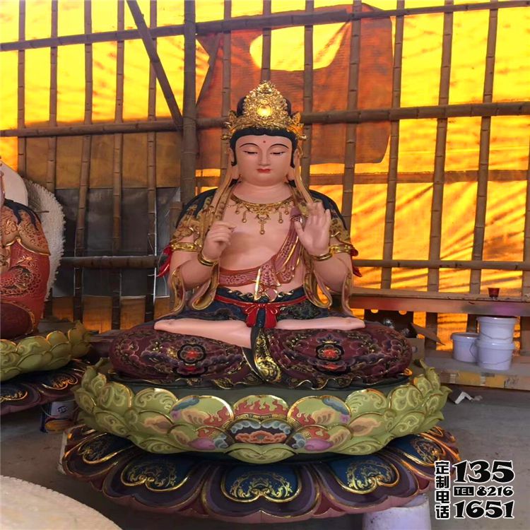 景區(qū)玻璃鋼大型景觀彩繪三圣佛雕塑 景區(qū)玻璃鋼大型景觀彩繪三圣佛雕塑