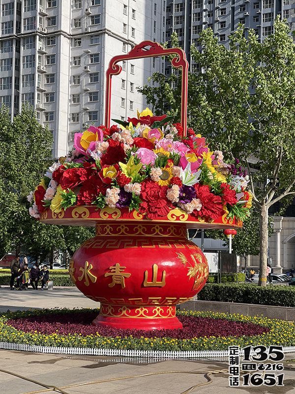 景區(qū)廣場大型景觀裝飾品玻璃鋼彩繪國慶大花籃雕塑 景區(qū)廣場大型景觀裝飾品玻璃鋼彩繪國慶大花籃雕塑