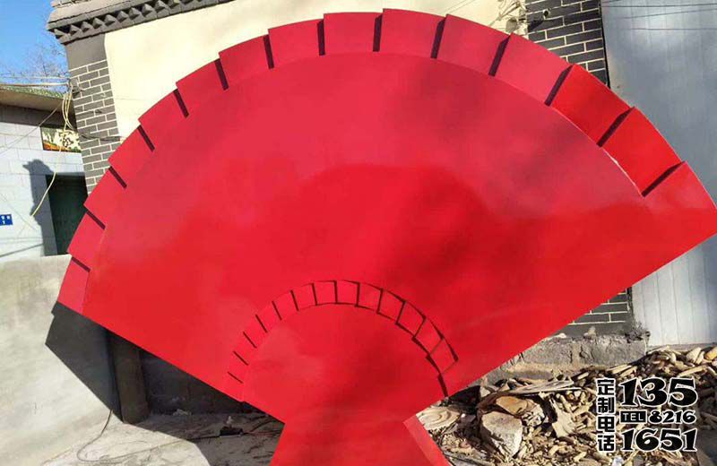 公園廣場玻璃鋼紅色折扇雕塑 公園廣場玻璃鋼紅色折扇雕塑