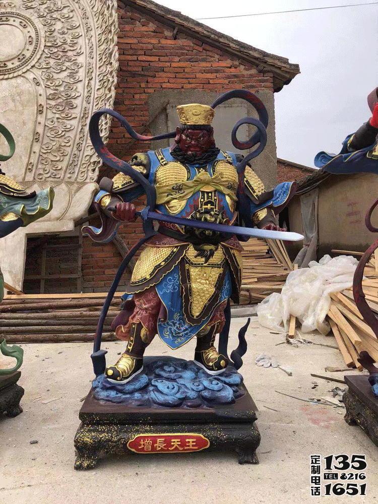 寺廟玻璃鋼彩繪增長天王雕塑 寺廟玻璃鋼彩繪增長天王雕塑
