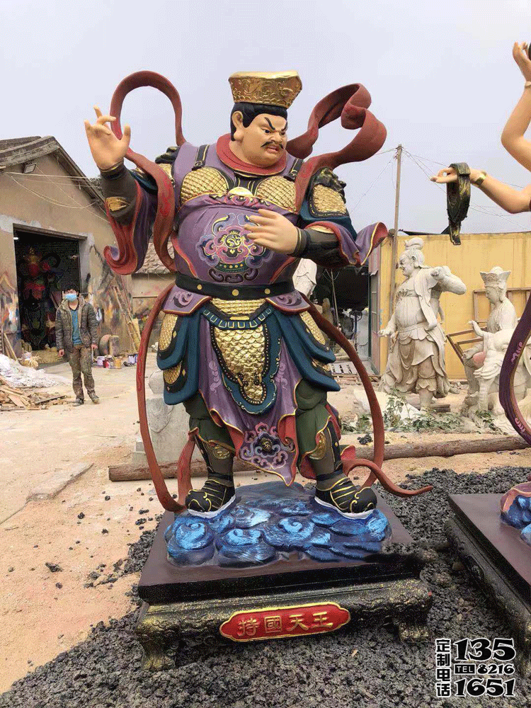 玻璃鋼持國天王彩繪景區寺廟天王雕塑 玻璃鋼持國天王彩繪景區寺廟天王雕塑
