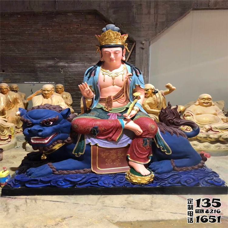 玻璃鋼彩繪寺廟供奉菩薩文殊普賢雕塑 玻璃鋼彩繪寺廟供奉菩薩文殊普賢雕塑