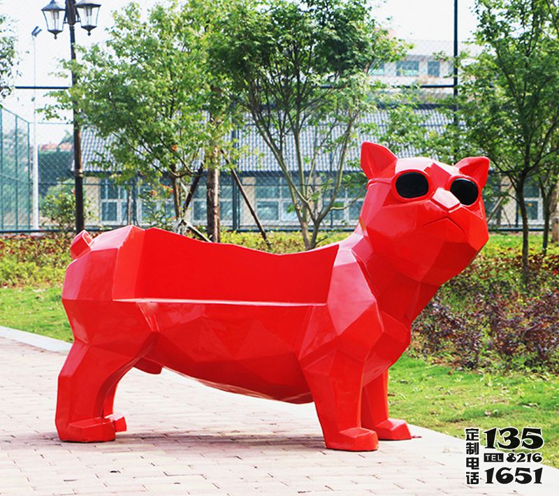 公園景區創意玻璃鋼幾何狗狗座椅雕塑 公園景區創意玻璃鋼幾何狗狗座椅雕塑