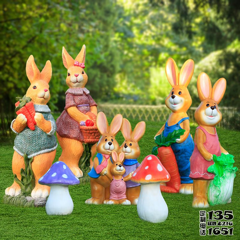 農場玻璃鋼卡通彩繪兔子雕塑 農場玻璃鋼卡通彩繪兔子雕塑