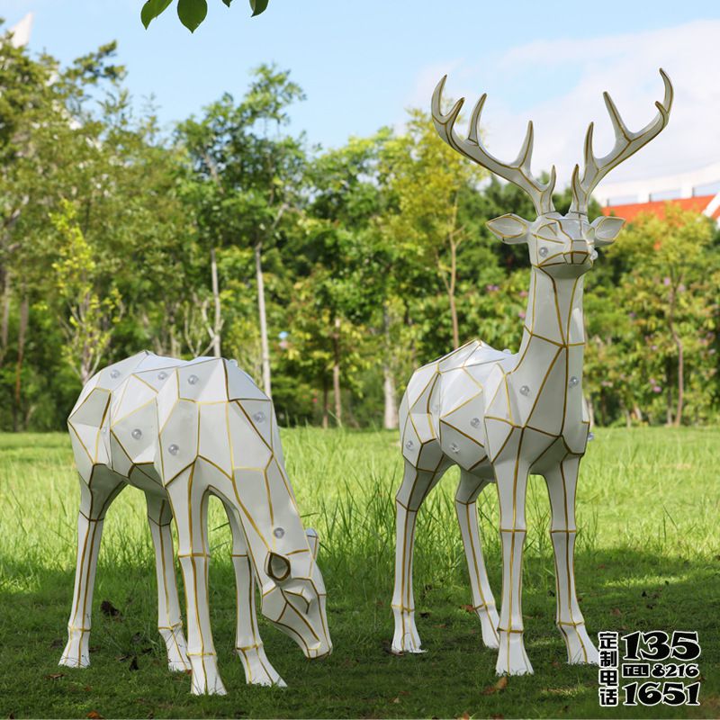 戶外大型玻璃鋼幾何景觀裝飾品梅花鹿雕塑 戶外大型玻璃鋼幾何景觀裝飾品梅花鹿雕塑