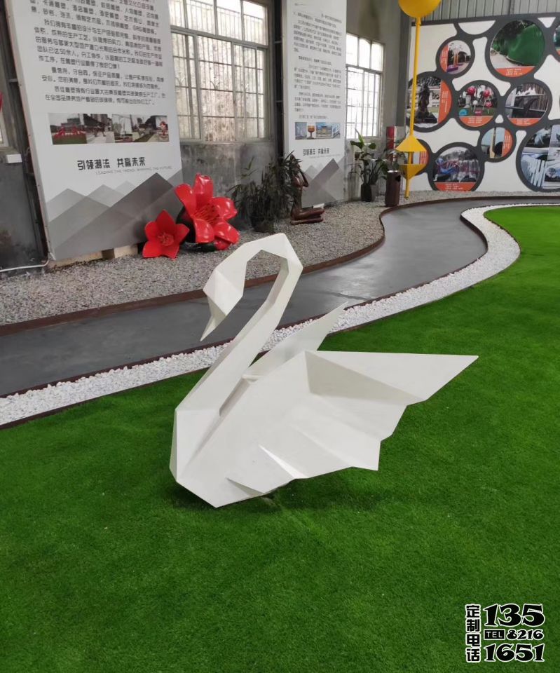 商廈創意抽象玻璃鋼幾何白天鵝雕塑 商廈創意抽象玻璃鋼幾何白天鵝雕塑