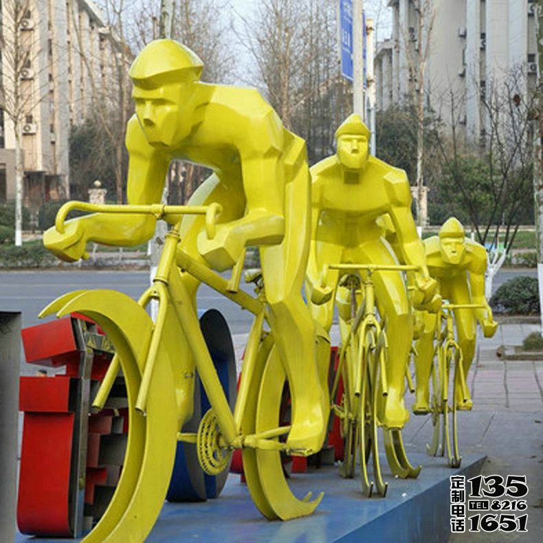 街道玻璃鋼抽象幾何運動競技騎自行車雕塑 街道玻璃鋼抽象幾何運動競技騎自行車雕塑