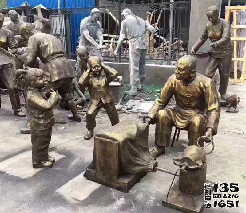 小區(qū)街道玻璃鋼仿銅爆爆米花的人物雕塑 小區(qū)街道玻璃鋼仿銅爆爆米花的人物雕塑