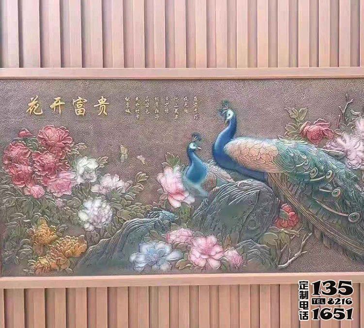 大型室內(nèi)擺放的玻璃鋼仿銅浮雕影壁孔雀雕塑 大型室內(nèi)擺放的玻璃鋼仿銅浮雕影壁孔雀雕塑