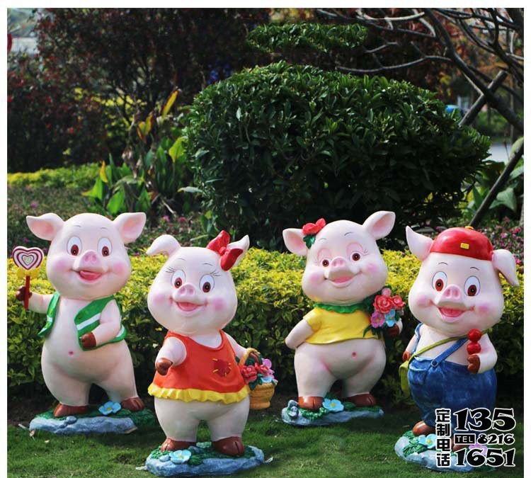 玻璃鋼卡通彩繪農場花園豬雕塑 玻璃鋼卡通彩繪農場花園豬雕塑