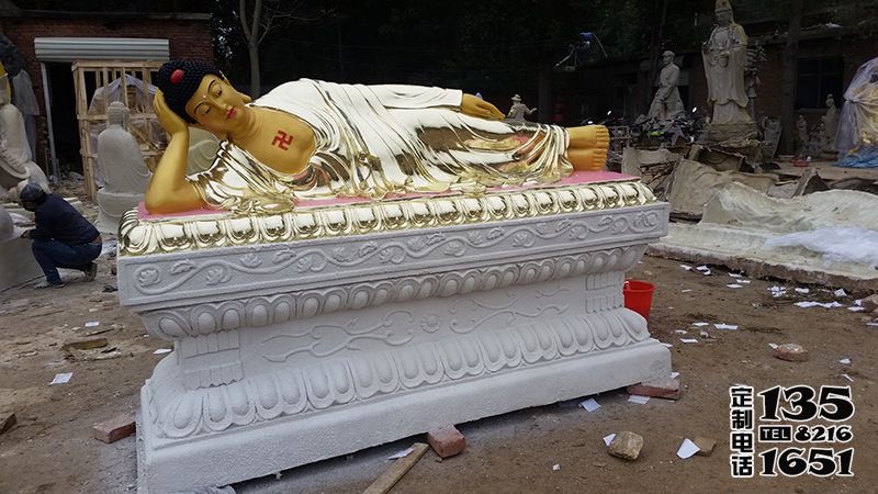 寺廟大型玻璃鋼鎏金臥佛雕塑 寺廟大型玻璃鋼鎏金臥佛雕塑
