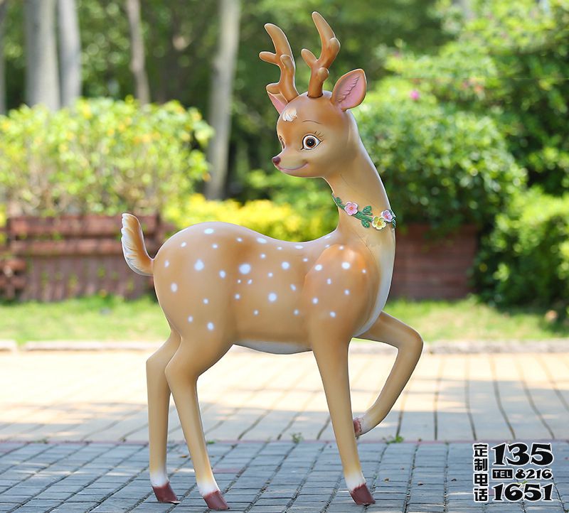 公園戶外玻璃鋼卡通彩繪梅花鹿雕塑 公園戶外玻璃鋼卡通彩繪梅花鹿雕塑