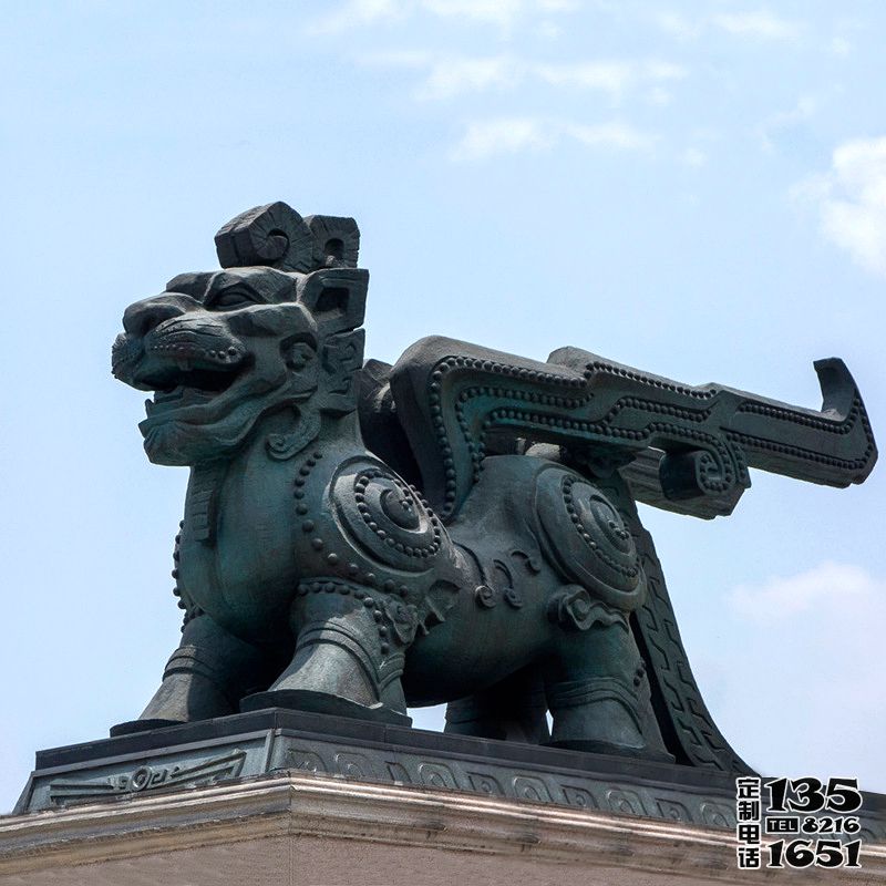 戶外擺放的大型玻璃鋼仿銅創意獬豸雕塑 戶外擺放的大型玻璃鋼仿銅創意獬豸雕塑