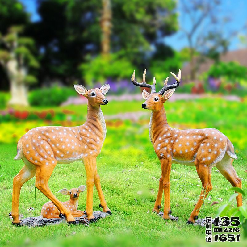 草坪戶外玻璃鋼仿真梅花鹿雕塑 草坪戶外玻璃鋼仿真梅花鹿雕塑