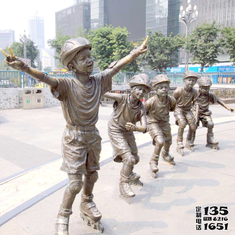 城市廣場滑旱冰小孩玻璃鋼仿銅小品景觀雕塑 城市廣場滑旱冰小孩玻璃鋼仿銅小品景觀雕塑
