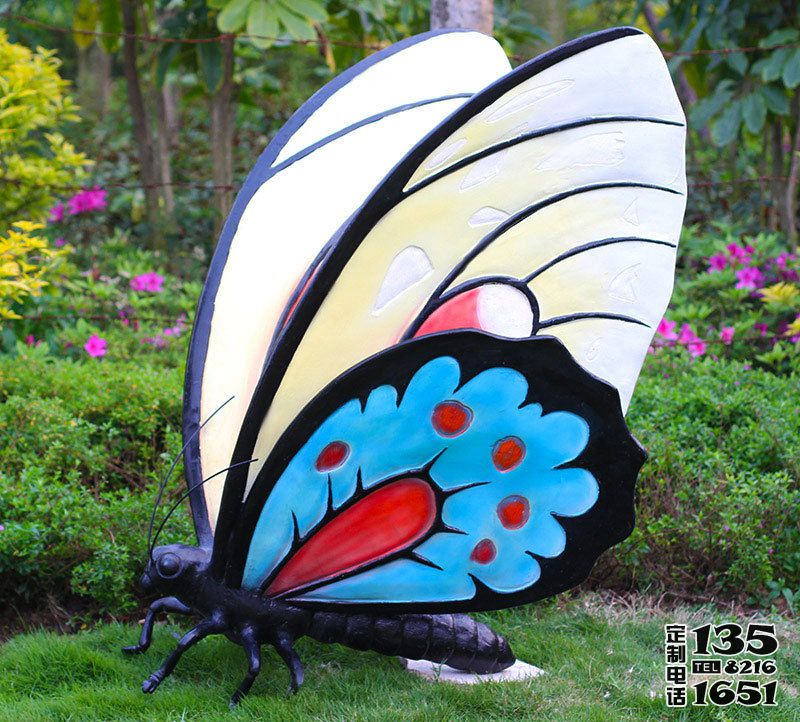 小區公園玻璃鋼彩繪蝴蝶雕塑 小區公園玻璃鋼彩繪蝴蝶雕塑