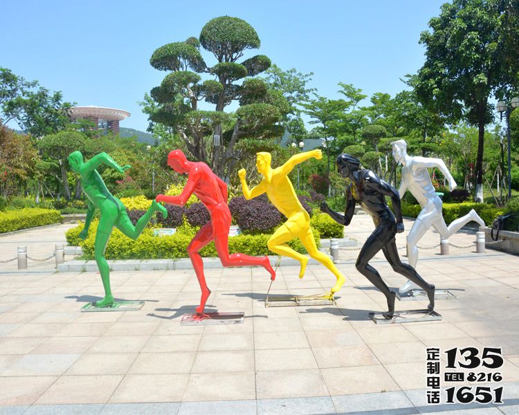 校園體育廣場(chǎng)戶外玻璃鋼抽象跑步運(yùn)動(dòng)人物雕塑