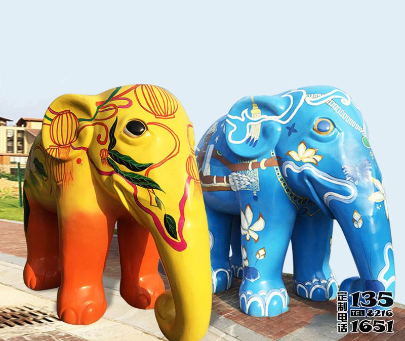 景區(qū)游樂園玻璃鋼彩繪創(chuàng)意大象雕塑 景區(qū)游樂園玻璃鋼彩繪創(chuàng)意大象雕塑