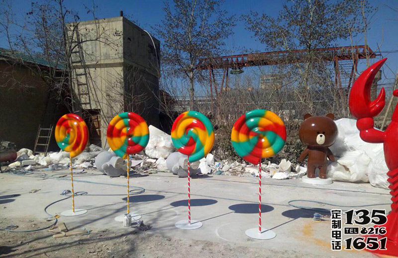 景區游樂場彩繪玻璃鋼棒棒糖雕塑 景區游樂場彩繪玻璃鋼棒棒糖雕塑