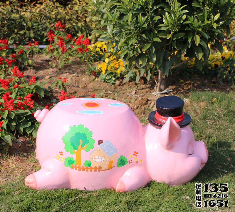 廣場卡通粉紅豬座椅玻璃鋼雕塑裝飾品 廣場卡通粉紅豬座椅玻璃鋼雕塑裝飾品