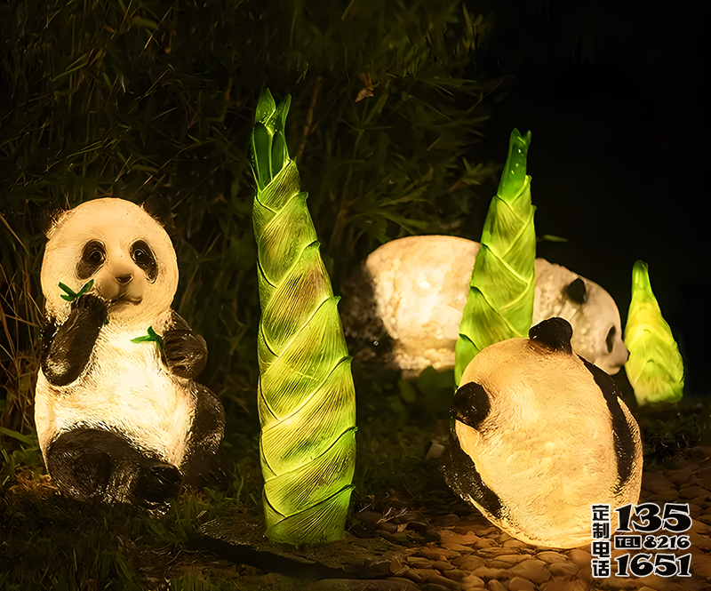 玻璃鋼熊貓發光動物雕塑擺件 玻璃鋼熊貓發光動物雕塑擺件