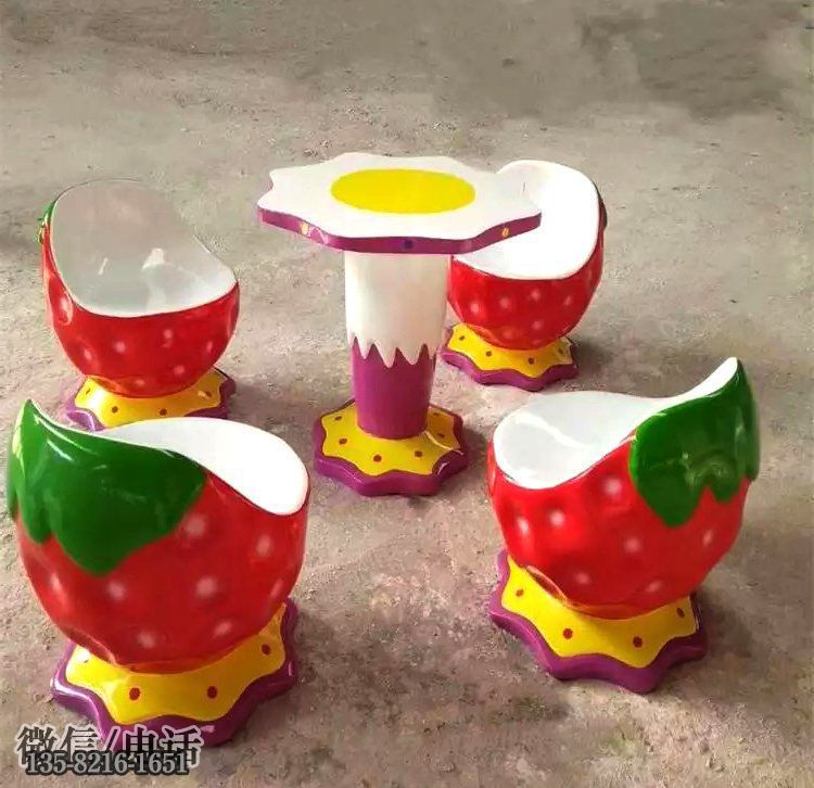 玻璃鋼草莓座椅桌子 玻璃鋼草莓座椅桌子