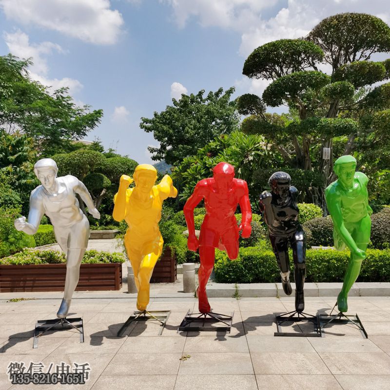 戶外玻璃鋼跑步運動人物雕塑 戶外玻璃鋼跑步運動人物雕塑