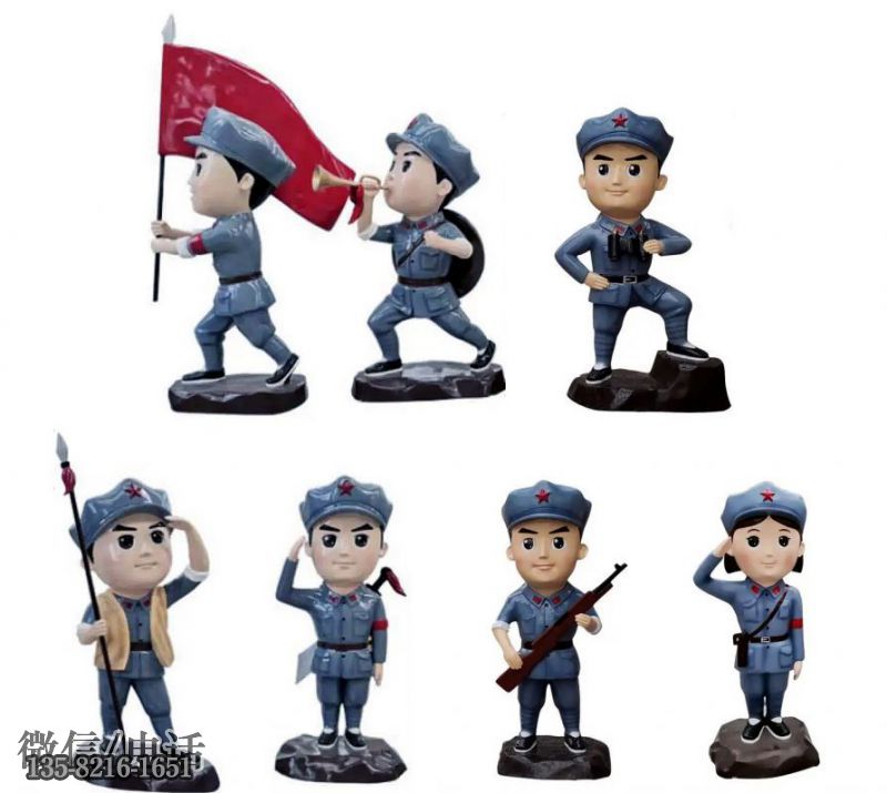 展廳玻璃鋼卡通造型八路軍戰士雕塑 展廳玻璃鋼卡通造型八路軍戰士雕塑